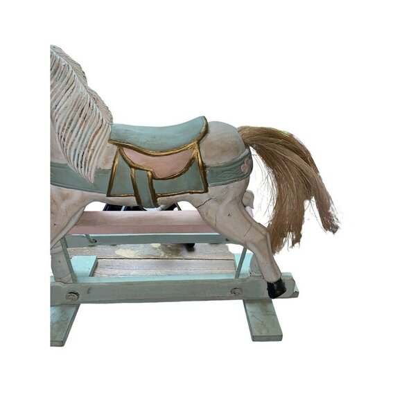 Antique Vintage Wooden Carved Carousel Rocking Horse Child Paint Decorated - Picture 2 of 9